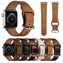 Genuine Leather Watch Band For Apple Watch Series 8&7 41mm / SE 2&6&SE&5&4 40mm / 3&2&1 38mm(Black)