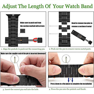 5-bead Stainless Steel Watch Band For Apple Watch Ultra 49mm / Series 8&7 45mm / SE 2&6&SE&5&4 44mm / 3&2&1 42mm(Black)