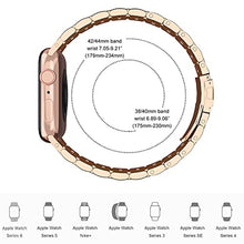 5-bead Stainless Steel Watch Band For Apple Watch Ultra 49mm / Series 8&7 45mm / SE 2&6&SE&5&4 44mm / 3&2&1 42mm(Rose Gold)