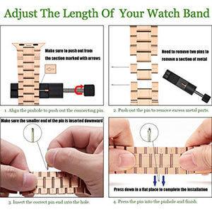 5-bead Stainless Steel Watch Band For Apple Watch Ultra 49mm / Series 8&7 45mm / SE 2&6&SE&5&4 44mm / 3&2&1 42mm(Rose Gold)