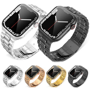 5-bead Stainless Steel Watch Band For Apple Watch Ultra 49mm / Series 8&7 45mm / SE 2&6&SE&5&4 44mm / 3&2&1 42mm(Silver)