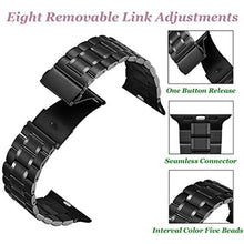 5-bead Stainless Steel Watch Band For Apple Watch Series 8&7 41mm / SE 2&6&SE&5&4 40mm / 3&2&1 38mm(Black)