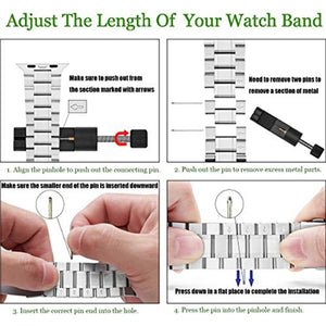 5-bead Stainless Steel Watch Band For Apple Watch Series 8&7 41mm / SE 2&6&SE&5&4 40mm / 3&2&1 38mm(Silver)