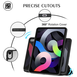 For iPad 10.2 2019 / 2020 / 2021 Trifold Magnetic Rotating Smart Case(Black)