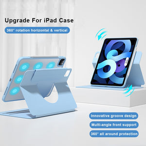 For iPad 10.2 2019 / 2020 / 2021 Front Stand Rotating Clear Back Smart Tablet Case(Sky Blue)