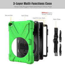 For iPad Mini 5 360 Degree Rotation Silicone Protective Cover with Holder & Hand Strap & Long Strap & Pencil Slot(Grenn)