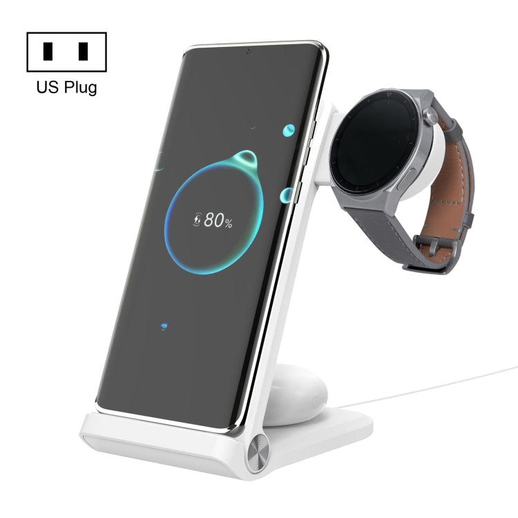 NILLKIN NKT12 3-in-1 Wireless Charger with Huawei Watch Charger, Plug Type:US Plug(White)