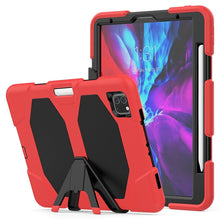 For iPhone 11 Pro For iPad Pro 11 inch (2020) Shockproof Colorful Silicon + PC Protective Case with Holder & Shoulder Strap & Hand Strap & Pen Slot(Red)