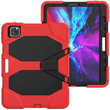 For iPhone 11 Pro For iPad Pro 11 inch (2020) Shockproof Colorful Silicon + PC Protective Case with Holder & Shoulder Strap & Hand Strap & Pen Slot(Red)