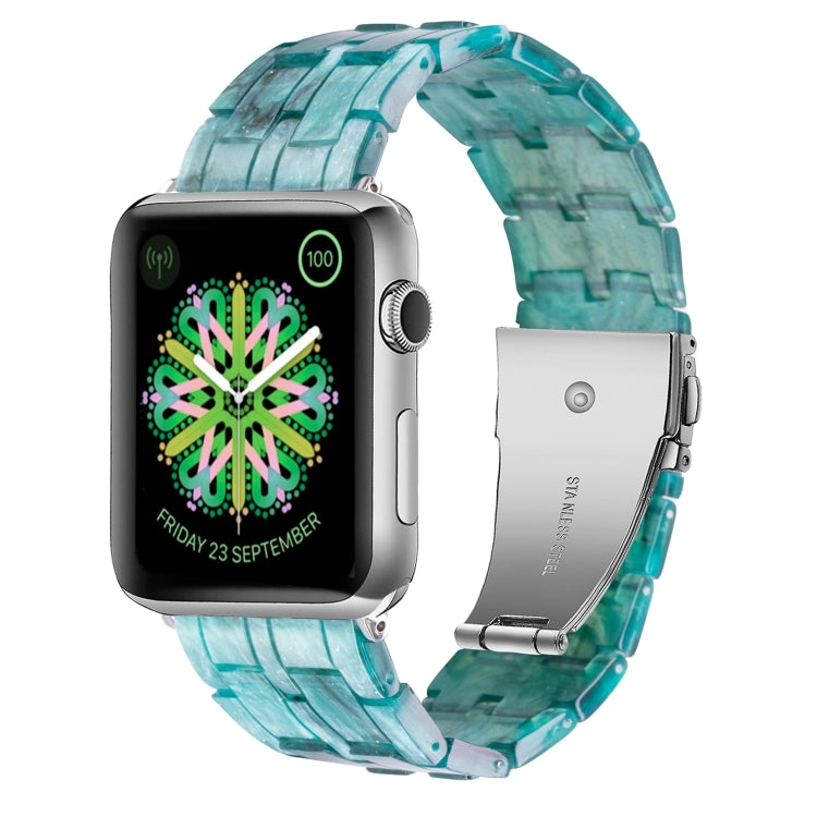 Five-bead Resin Watch Band For Apple Watch Ultra 49mm / Series 8&7 45mm / SE 2&6&SE&5&4 44mm / 3&2&1 42mm(Milky Way Green)