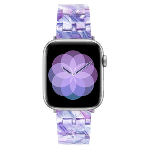 Five-bead Resin Watch Band For Apple Watch Ultra 49mm / Series 8&7 45mm / SE 2&6&SE&5&4 44mm / 3&2&1 42mm(Purple Texture)