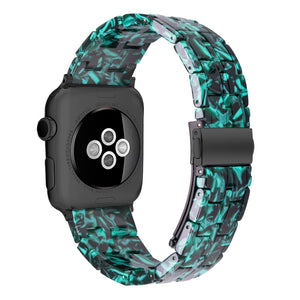 Five-bead Resin Watch Band For Apple Watch Series 8&7 41mm / SE 2&6&SE&5&4 40mm / 3&2&1 38mm(Claw Green)