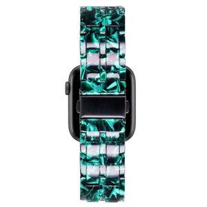 Five-bead Resin Watch Band For Apple Watch Series 8&7 41mm / SE 2&6&SE&5&4 40mm / 3&2&1 38mm(Claw Green)