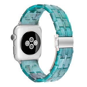 Five-bead Resin Watch Band For Apple Watch Series 8&7 41mm / SE 2&6&SE&5&4 40mm / 3&2&1 38mm(Milky Way Green)