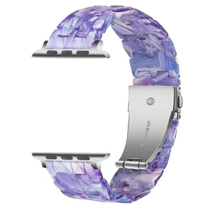 Five-bead Resin Watch Band For Apple Watch Series 8&7 41mm / SE 2&6&SE&5&4 40mm / 3&2&1 38mm(Purple Texture)