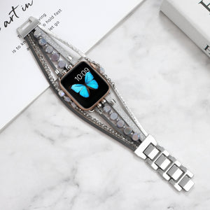 Jewelry Watch Band For Apple Watch Series 8&7 41mm / SE 2&6&SE&5&4 40mm / 3&2&1 38mm(Silver)