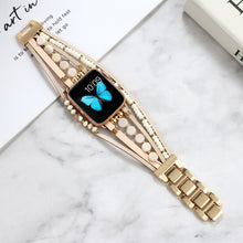 Jewelry Watch Band For Apple Watch Series 8&7 41mm / SE 2&6&SE&5&4 40mm / 3&2&1 38mm(Gold)