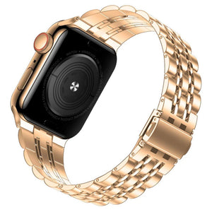 Seven-bead Ultra-thin Stainless Steel Watch Band For Apple Watch Ultra 49mm / Series 8&7 45mm / SE 2&6&SE&5&4 44mm / 3&2&1 42mm(Rose Gold)