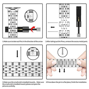 Seven-bead Ultra-thin Stainless Steel Watch Band For Apple Watch Ultra 49mm / Series 8&7 45mm / SE 2&6&SE&5&4 44mm / 3&2&1 42mm(Black)