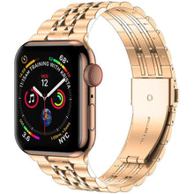 Seven-bead Ultra-thin Stainless Steel Watch Band For Apple Watch Series 8&7 41mm / SE 2&6&SE&5&4 40mm / 3&2&1 38mm(Rose Gold)