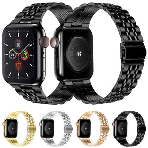 Seven-bead Ultra-thin Stainless Steel Watch Band For Apple Watch Series 8&7 41mm / SE 2&6&SE&5&4 40mm / 3&2&1 38mm(Black)