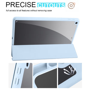 For iPad 10.2 2021/2020/2019 Acrylic 3-folding Smart Leather Tablet Case(Sky Blue)