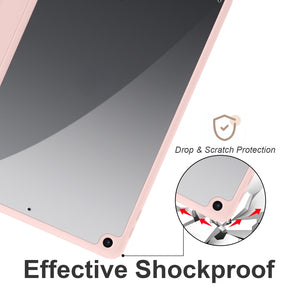 For iPad 10.2 2021/2020/2019 Acrylic 3-folding Smart Leather Tablet Case(Pink)