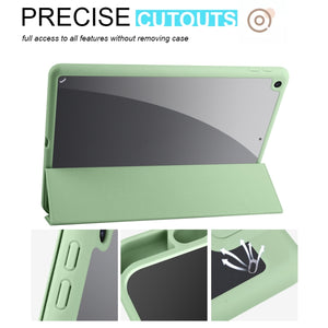 For iPad 10.2 2021/2020/2019 Acrylic 3-folding Smart Leather Tablet Case(Green)