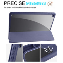 For iPad 10.2 2021/2020/2019 Acrylic 3-folding Smart Leather Tablet Case(Dark Blue)