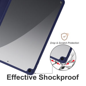 For iPad 10.2 2021/2020/2019 Acrylic 3-folding Smart Leather Tablet Case(Dark Blue)