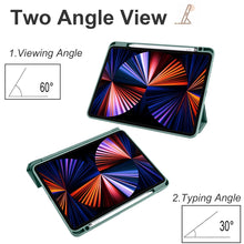 For iPad Pro 12.9 2022 / 2021 / 2020 / 2018 Acrylic 3-folding Smart Leather Tablet Case(Dark Green)