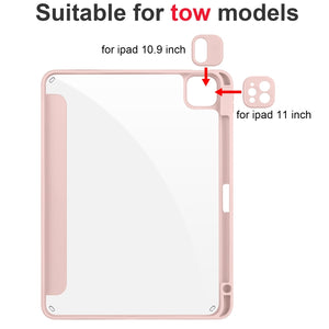 For iPad Pro 12.9 2022 / 2021 / 2020 / 2018 Acrylic 3-folding Smart Leather Tablet Case(Pink)
