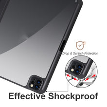 For iPad Pro 12.9 2022 / 2021 / 2020 / 2018 Acrylic 3-folding Smart Leather Tablet Case(Black)