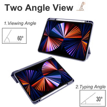For iPad Pro 12.9 2022 / 2021 / 2020 / 2018 Acrylic 3-folding Smart Leather Tablet Case(Purple)