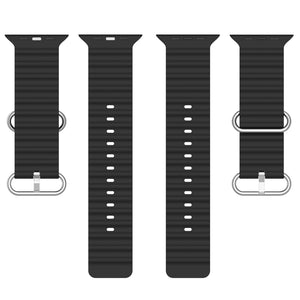 Ocean Silicone Watch Band For Apple Watch Ultra 49mm / Series 8&7 45mm / SE 2&6&SE&5&4 44mm (Black)