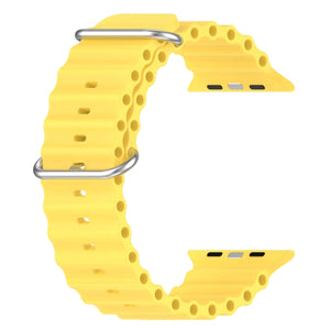 Ocean Silicone Watch Band For Apple Watch Ultra 49mm / Series 8&7 45mm / SE 2&6&SE&5&4 44mm (Yellow)