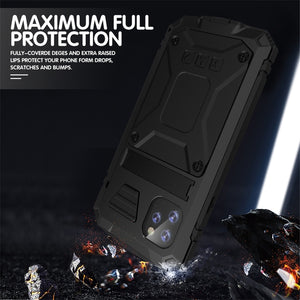 For iPhone 11 Pro Max Shockproof Waterproof Dust-proof Metal + Silicone Protective Case with Holder(Black)