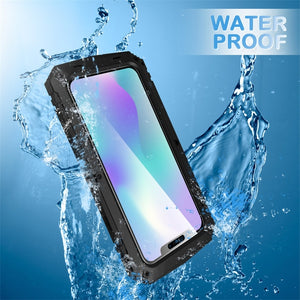 For iPhone 11 Pro Max Shockproof Waterproof Dust-proof Metal + Silicone Protective Case with Holder(Black)