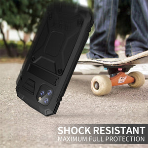 For iPhone 11 Pro Max Shockproof Waterproof Dust-proof Metal + Silicone Protective Case with Holder(Black)