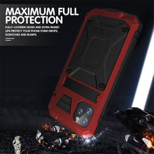 For iPhone 11 Pro Max Shockproof Waterproof Dust-proof Metal + Silicone Protective Case with Holder(Red)