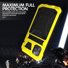 For iPhone 11 Pro Max Shockproof Waterproof Dust-proof Metal + Silicone Protective Case with Holder(Yellow)