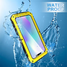 For iPhone 11 Pro Max Shockproof Waterproof Dust-proof Metal + Silicone Protective Case with Holder(Yellow)