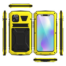 For iPhone 11 Pro Max Shockproof Waterproof Dust-proof Metal + Silicone Protective Case with Holder(Yellow)