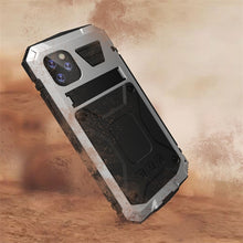 For iPhone 11 Pro Max Shockproof Waterproof Dust-proof Metal + Silicone Protective Case with Holder(Silver)