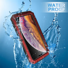 For iPhone XS Max Shockproof Waterproof Dust-proof Metal + Silicone Protective Case with Holder(Red)