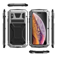 For iPhone XS Max Shockproof Waterproof Dust-proof Metal + Silicone Protective Case with Holder(Silver)