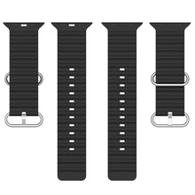 Ocean Silicone Watch Band for Apple Watch Series 8&7 41mm / SE 2&6&SE&5&4 40mm / 3&2&1 38mm(Black)