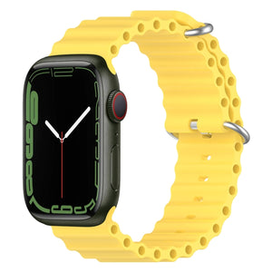 Ocean Silicone Watch Band for Apple Watch Series 8&7 41mm / SE 2&6&SE&5&4 40mm / 3&2&1 38mm(Yellow)