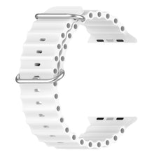 Ocean Silicone Watch Band for Apple Watch Series 8&7 41mm / SE 2&6&SE&5&4 40mm / 3&2&1 38mm(White)