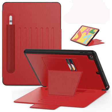 For iPad 10.2 Multifunctional Tablet PC Protective Leather Case with Bracket & Card Slots & Pen Slot & Wake-up / Sleep Function(Red)